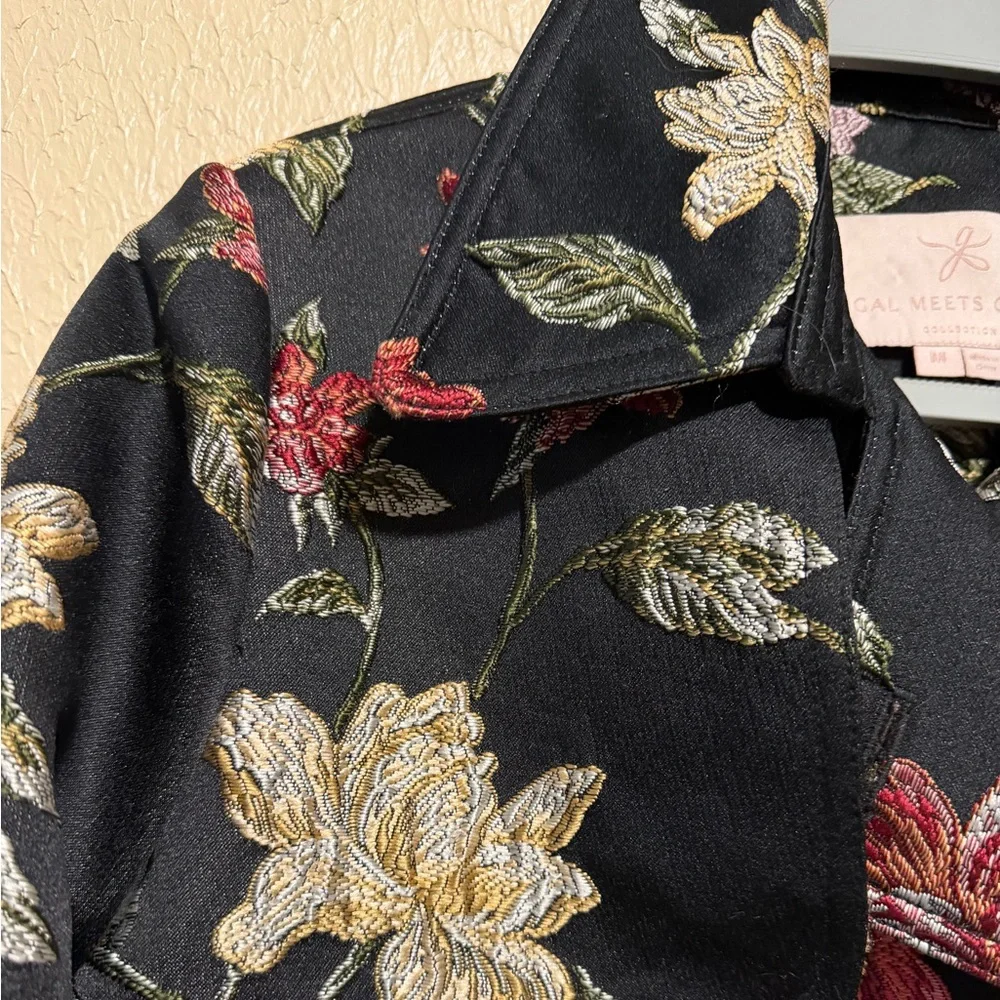 Gal Meets Glam Dominique‎ Coat Size Medium Floral Embroidered Longline Belted